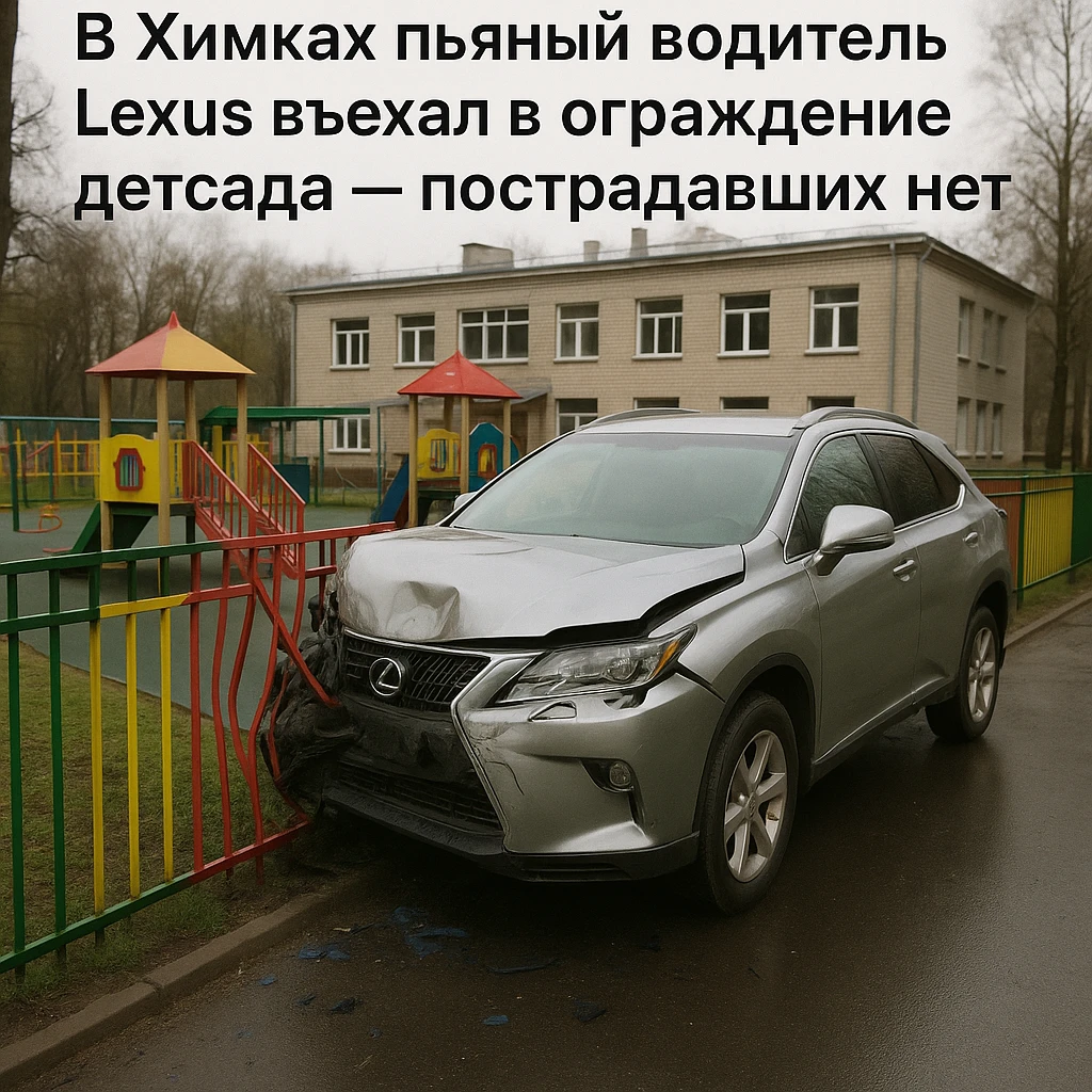 В Химках пьяный водитель Lexus въехал в ограждение детсада — пострадавших нет